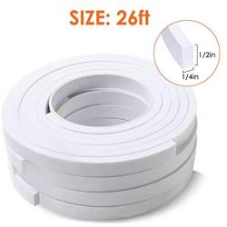 White Foam Tape Single Sided, Weather Stripping for Windows and Doors Frame 4 Roll, Foam Insulation Tape 1/2 Inch W X 1/4 Inch T, Seal Strip Tape with Adhesive, Total 26ft