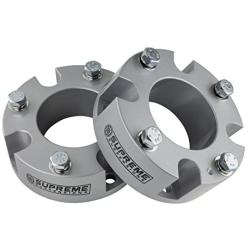 Supreme Suspensions - Front Leveling Kit for 2007-2021 Toyota Tundra and 2007-2021 Toyota Sequoia 3'' Front Lift Strut Spacers 2WD 4WD (Silver)