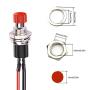 DaFuRui 10Pack Red 1A 250V AC 2 Pins SPST Normal Open Mini Momentary Push Button Switch with Pre-soldered Wires