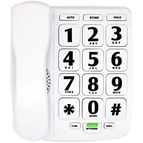 HePesTer P-02 Amplified Large Button Corded Phone for Senior Home Landline Telephone Wall Mountable Elderly Phones for Low Vision(White) HePesTer P-02 Amplified Large Button Corded Phone for Senior Home Landline Telephone Wall Mountable Elderly Phones for Low Vision(White)