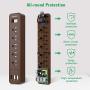 SUPERDANNY USB Surge Protector Power Strip Mountable Extension Cord Fire Proof Multiple Protection 5 Outlet 3 USB Port with Hook & Loop Fastener for iPhone iPad PC Home Office Travel Brown