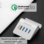 USB Quick Charger Multiple USB Desktop Charging Station 4-Port QC 3.0 Fast Charger for iPhone 11 Pro XS XR X 8 7 Plus SE,iPad Air Mini Pro,Samsung S10 S9 S8,Note 20 10 9,LG,HTC,Nexus,Pixel and More