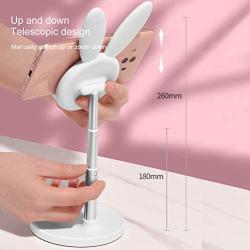 Cell Phone Stand,Angle Height Adjustable Nediea Cell Phone Stand for Desk,Cute Rabbit Phone Holder Stand for Desk, Compatible with All Mobile Phones,iPhone,Samsung,Pixel,iPad,Tablet(4-13in) (White)