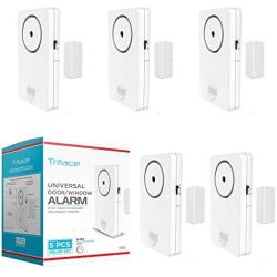 Tritace Universal Door/Window Alarm with Vibration and Magnet Sensor - Pool Door Alarm with Loud 120db Ring - Security Systems for Sliding, Glass, Main Entrance - With Extra 15 LR 44 Spare Batteries