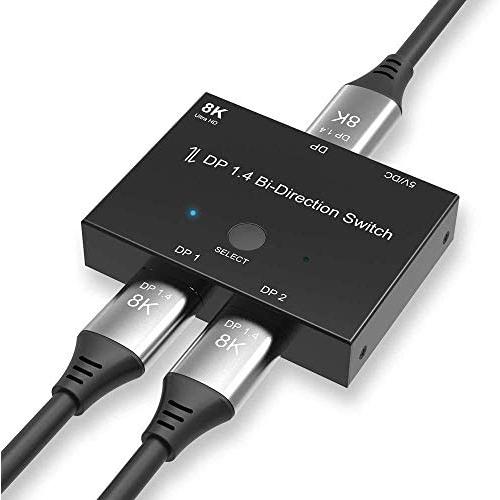 Displayport Cable 1.4 displayport Switch 2 in 1 Out @30Hz 4K@120Hz Splitter Converterdisplayport switchdisplayport Splitter for Multiple Sourceand displays.