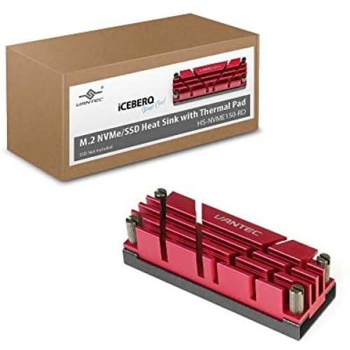 Vantec ICEBERQ M.2 NVMe/SSD Heat Sink with Thermal Pad (HS-NVME150-RD, Red)