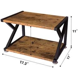 Wood Printer Stand, Multipurpose Storage Shelf for Home, Office, Printer Desk with 4 Cushion, 2 Tier (ins)