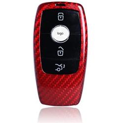 Genuine Carbon Fiber Key Fob Cover For Mercedes-Benz 2019-2021 A-Class C-Class G-Class 2017-2021 E-Class 2018-2021 S-Class Smart Car Remote Key, Car Key Fob Case For Men Fob Cover For Women - Red