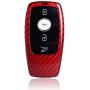 Genuine Carbon Fiber Key Fob Cover For Mercedes-Benz 2019-2021 A-Class C-Class G-Class 2017-2021 E-Class 2018-2021 S-Class Smart Car Remote Key, Car Key Fob Case For Men Fob Cover For Women - Red