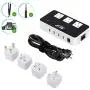 Key Power 200-Watt Step Down 220V to 110V Voltage Converter & International Travel Adapter/Power Strip - [Use for USA Appliance Overseas in Europe, Australia, UK, Ireland, Italy and More]