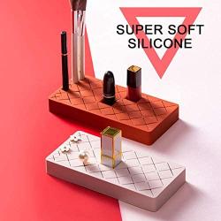 Emoly Silicone Lipstick Holder, Premium Cosmetic Organizer for Brush Lip Eye Makeup Pencil Bottles, 24 Square Makeup Display Case (Red)