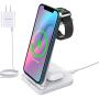 3 in 1 Wireless Charging Station, Phone Wireless Charger Stand Watch Charger Stand Compatible with iPhone 12 11 Pro Pro Max X XR XS 8 Samsung Galaxy S20+ S10 S9 iWatch 6/5/4/3/2 Airpods 2/Pro (White)
