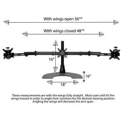 Ergotech Triple LCD Monitor Desk Mount Stand with Telescopic Wings, Fully Adjustable Mount for 3 Screens up to 27 inches, 25 lbs. Weight Capacity per Pivot, Black