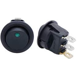 Twidec/8Pcs Round Dot Lighted Rocker Switch Toggle 20A 12V DC On/Off SPST Switch Control For Car Or Boat With Green LED Light KCD2-102N-G