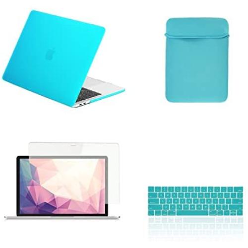 TOP CASE MacBook Pro 13 inch Case 2019 2018 2017 2016 Release A2159 A1989 A1706 A1708, 4 in 1 Essential Rubberized Hard Case, Keyboard Cover, Screen Protector, Sleeve for MacBook Pro 13''-Sapphire Blue