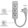 GE, Heather Gray, Designer 1 Ft Power Strip with 6 Inch Braided Extension Cord, 3 Grounded Outlets, Flat Plug, 53199 GE, Heather Gray, Designer 1 Ft Power Strip with 6 Inch Braided Extension Cord, 3 Grounded Outlets, Flat Plug, 53199