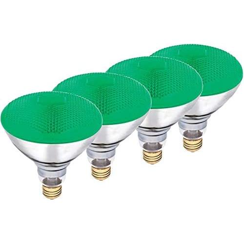 Dysmio Lighting 100 Watt BR38 Incandescent Flood Light Bulb Green Light, 4 Pack