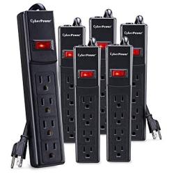 CyberPower CSB404MP6 Essential Surge Protector, 450J/125V, 4 Outlets, 4ft Power Cord, Black, 6 Pack