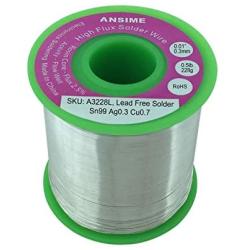 0.5 Pound Lead Free Solder Wire Thin 0.3mm 0.01inch Rosin Core Solder Wire 228g Alloy Fine Electrical Soldering Wire with Flux Electronics Repairing Soldering RoHs Low Melting Temperature
