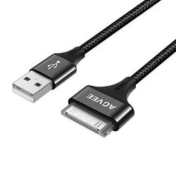 AGVEE Unbreakable Nylon Braided [3 Pack 3ft 6ft 10ft] 30 Pin Heavy Duty Fast Charger Cable, Slim Metal Shell End Case Friendly Charging Data Sync Cord for Phone 4/4S, Pad 1/2/3, Black