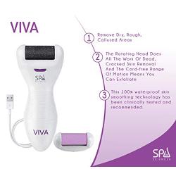 Spa Sciences VIVA Most Powerful Pedicure Tool Available-Professional Electronic Foot Smoothing Pedi Tool for Removing Hard, Dry, Cracked Skin/Calluses on Feet, Rechargeable-2 Treatment Heads Included