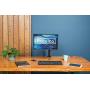 Rocelco Premium Desk Computer Monitor Mount - VESA Pattern Fits 13'' - 32'' LED LCD Single Flat Screen - Double Articulated Full Motion Adjustable Arm - Grommet and C Clamp - Black (R DM1)