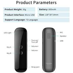 XURPURTLK Language Voice Translator Device Real Time 2-Way Translations Supporting 72 Languages for Travelling Learning Shopping Business Chat Recording Translations (Bluetooth) (G5)