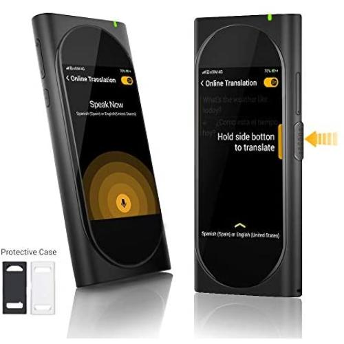 Langogo Genesis 2-in-1 AI Translator Device and Voice Recorder Transcriber, 100+ Languages Instant Two-Way Translation and Transcription Recorder, Built-in Data, 3.1inch Retina Display, Black