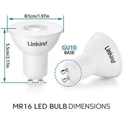 GU10 Dimmable LED Bulbs, Linkind MR16 50W Halogen Lamps Equivalent, 5W 530lm 3000k Soft White, Track Light, Recessed Light, UL Listed, Pack of 5