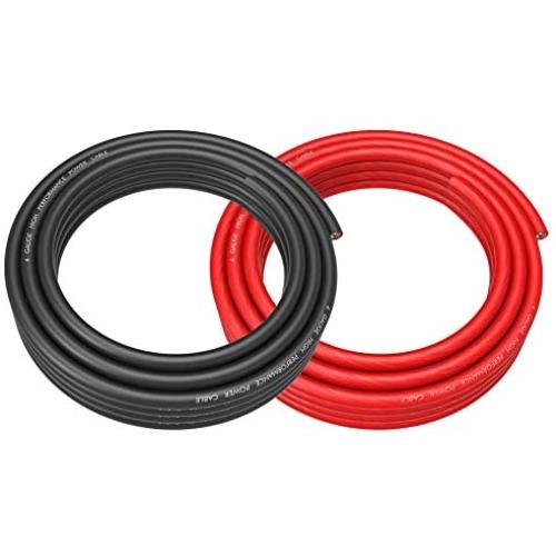 ROCKRIX 4 Gauge 25ft Black and 25ft RED Car Audio Power Ground Soft Touch Wire Cable