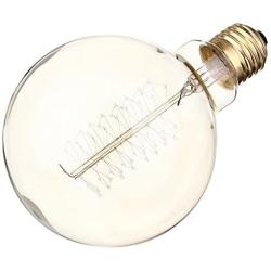 [6 Pack] Vintage Edison Bulbs with Spiral Filament, 60W Dimmable E26/E27 G95 Round Globe Large Antique Light, Golden Finish Industrial Design Amber Warm 120V