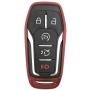 Red TPU Key Fob Cover Case Jacket Skin Glove for Ford Fusion F-150 Edge Explorer Mustang Lincoln MKZ MKC 3/4/5 Buttons Smart Key(NOT fit Flip/Folding key)