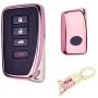 Royalfox(TM) 2/3/4 Buttons Soft TPU Smart keyless Remote Key Fob case Cover Shell for Lexus RX is CT GS NX ES RC RCF GSF es300 es330 es350 RC200 RC300 RC350 is300 is250 is350 (Pink)