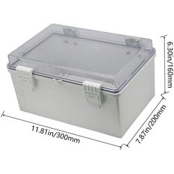 Zulkit Junction Box ABS Dustproof Waterproof IP65 Electrical Boxes Hinged Shell Outdoor Universal Project Enclosure Grey Clear Cover With Lock and Mounting Plate 11.8x7.9x6.3 inch(300x200x160mm)