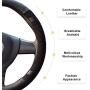 BOKIN Steering Wheel Cover Microfiber Leather and Viscose, Breathable, Anti-Slip, Odorless, Warm in Winter and Cool in Summer, Universal 15 Inches(Black)