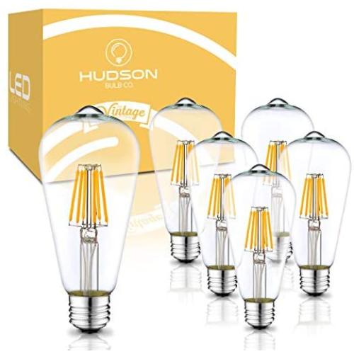 Dimmable LED Edison Light Bulbs: 6 Watt, 2700K Soft White Lightbulbs - 60W Equivalent - E26 Base - Vintage Light Bulb Set - 6 Pack