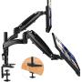 Huanuo Dual Monitor Stand - Height Adjustable Gas Spring Monitor Desk Mount Fits 2 Flat/Curved Computer Screens 15 to 27 Inch, Double Articulating Arms Vesa Bracket with C Clamp, Grommet Mounting