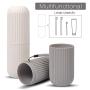 Travel Toothbrush Case and Carrier, 2 PCS Portable Business Trips Wash Cup Holder Organizer for Trips and Daily Use (Grey+White)