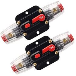 RKURCK 12V DC 20 Amps Car Audio Inline Circuit Breaker Fuse for System Protection 20A (2 Pack)
