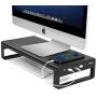 Vaydeer USB 3.0 Aluminum Monitor Stand Metal Riser Support Transfer Data and Charging,Keyboard and Mouse Storage Desk Organizer(44x20x9cm)