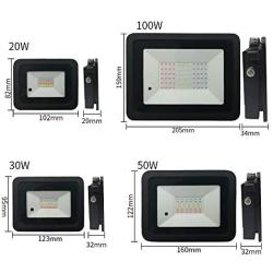 Miheal (2 Pack) 110V 30W RGB LED Flood Lights,Outdoor Color Changing Floodlight with Remote Control, IP68 Waterproof 16 Colors 4 Modes Dimmable Wall Washer Light, Stage Lighting[Energy Class A++]