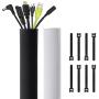 Kootek 118-Inch Cable Management Sleeves with Cable Ties, Neoprene Cable Organizer Cord Cover Wire Hider for TV Computer Office Theater (Black&White, Large)