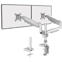 WALI Premium Dual Monitor Desk Mount LCD LED Flat Curved Screen Fully Adjustable Gas Spring Stand for Display 17-32 Inch, 19.8lbs Weight Capacity (GSDM002S), Metallic Grey