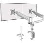 WALI Premium Dual Monitor Desk Mount LCD LED Flat Curved Screen Fully Adjustable Gas Spring Stand for Display 17-32 Inch, 19.8lbs Weight Capacity (GSDM002S), Metallic Grey