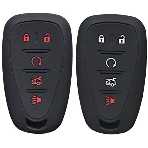 Qty(2) Alegender Black Grey 5Buttons Smart Key Cover Case Fob Bag Keyless Jacket Protector Fit for 2017 2018 2019 Chevy Malibu Camaro Trax Traverse Sonic Cruze Volt Equinox Spark Bolt EV