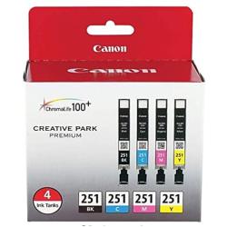 Genuine Canon PGI-250 (6497B001) CLI-251 (6513B004) Color (Black, Cyan,Magenta,Yellow) Ink Tank 5-Pack