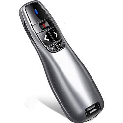 Wireless Presentation Remote, RF 2.4Ghz USB Rechargeable Powerpoint Presenter Clicker Remote Control Pointer for Mac/PC