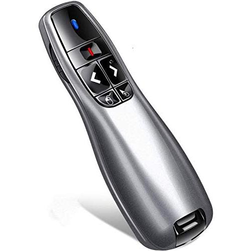 Wireless Presentation Remote, RF 2.4Ghz USB Rechargeable Powerpoint Presenter Clicker Remote Control Pointer for Mac/PC