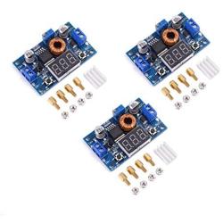 SongHe Buck Converter DC to DC 5A 75W Input 4-38V Output 1.25-36V Step-Down Regulator Power Module 36V 24V 12V to 5V 2A Voltage Stabilizer with Red LED Display Voltmeter (3-Pack)
