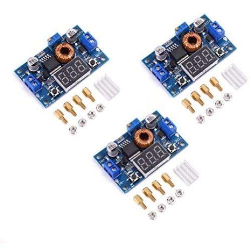 SongHe Buck Converter DC to DC 5A 75W Input 4-38V Output 1.25-36V Step-Down Regulator Power Module 36V 24V 12V to 5V 2A Voltage Stabilizer with Red LED Display Voltmeter (3-Pack)